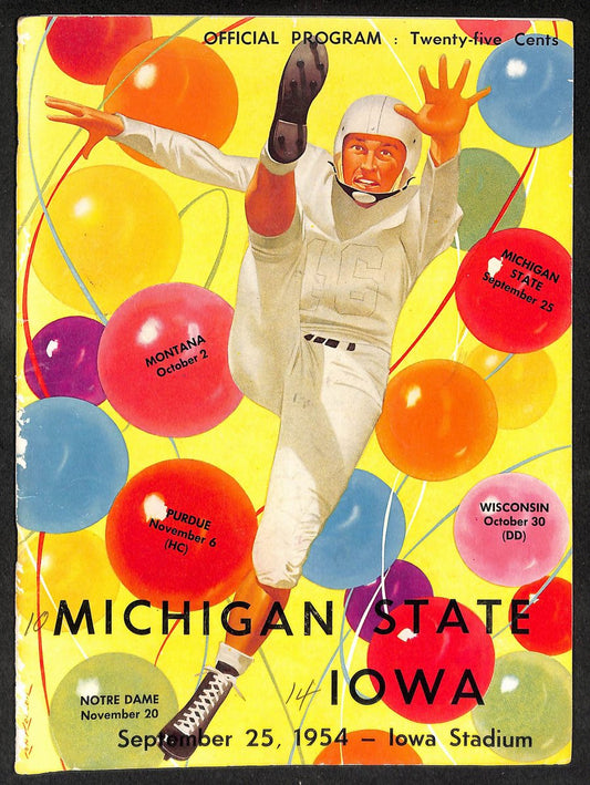 1954 Michigan State vs Iowa - Iowa Stadium Official Program 209693