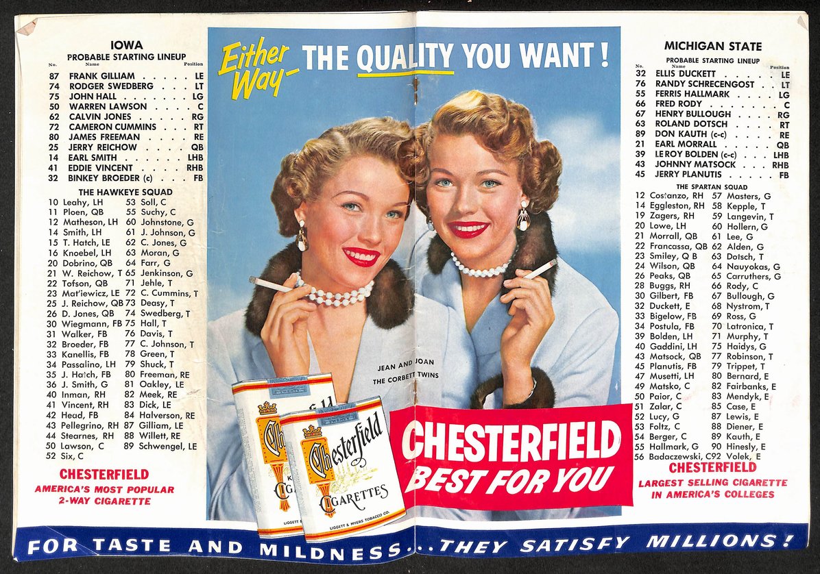 1954 Michigan State vs Iowa - Iowa Stadium Official Program 209693