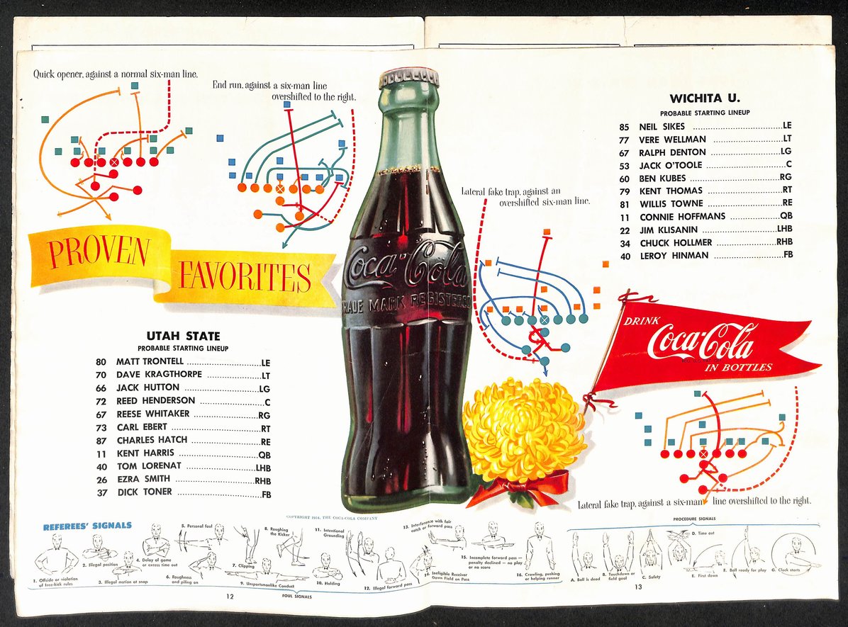 1954 Wichita U vs Utah State Veterans Field Official Program 209698