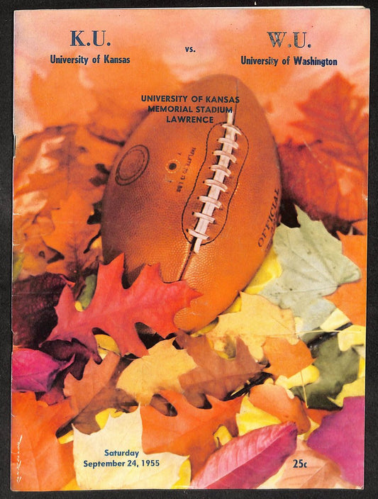 1955 Kansas vs Washington Memorial Stadium Official Program 209700