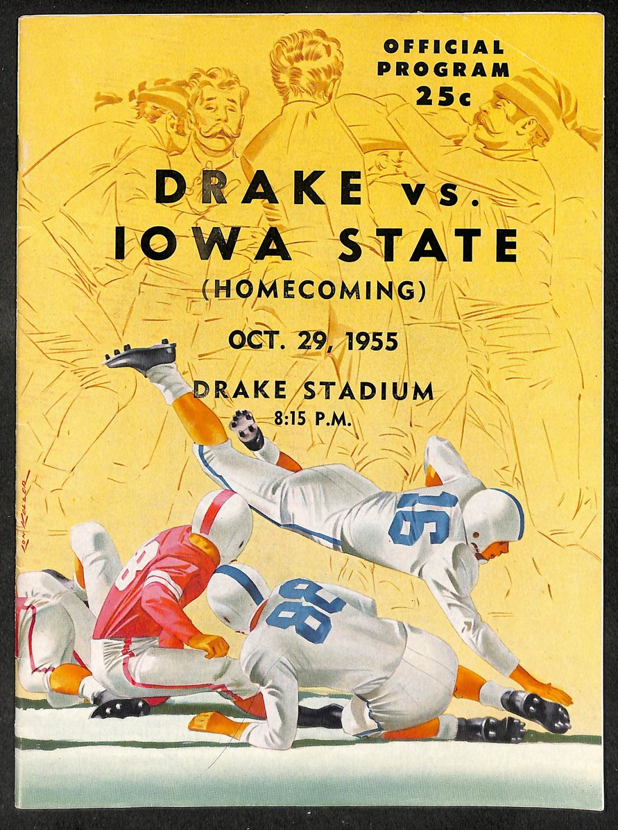 1955 Drake vs Iowa State Drake Stadium Homecoming Official Program 209701