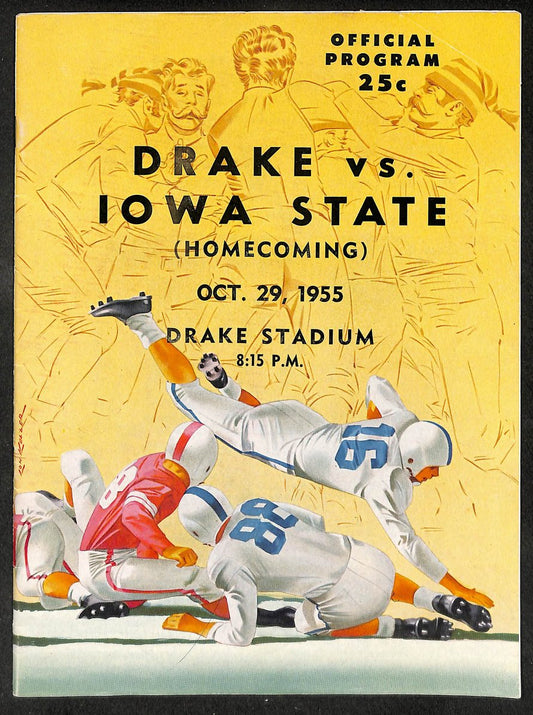 1955 Drake vs Iowa State Drake Stadium Homecoming Official Program 209701