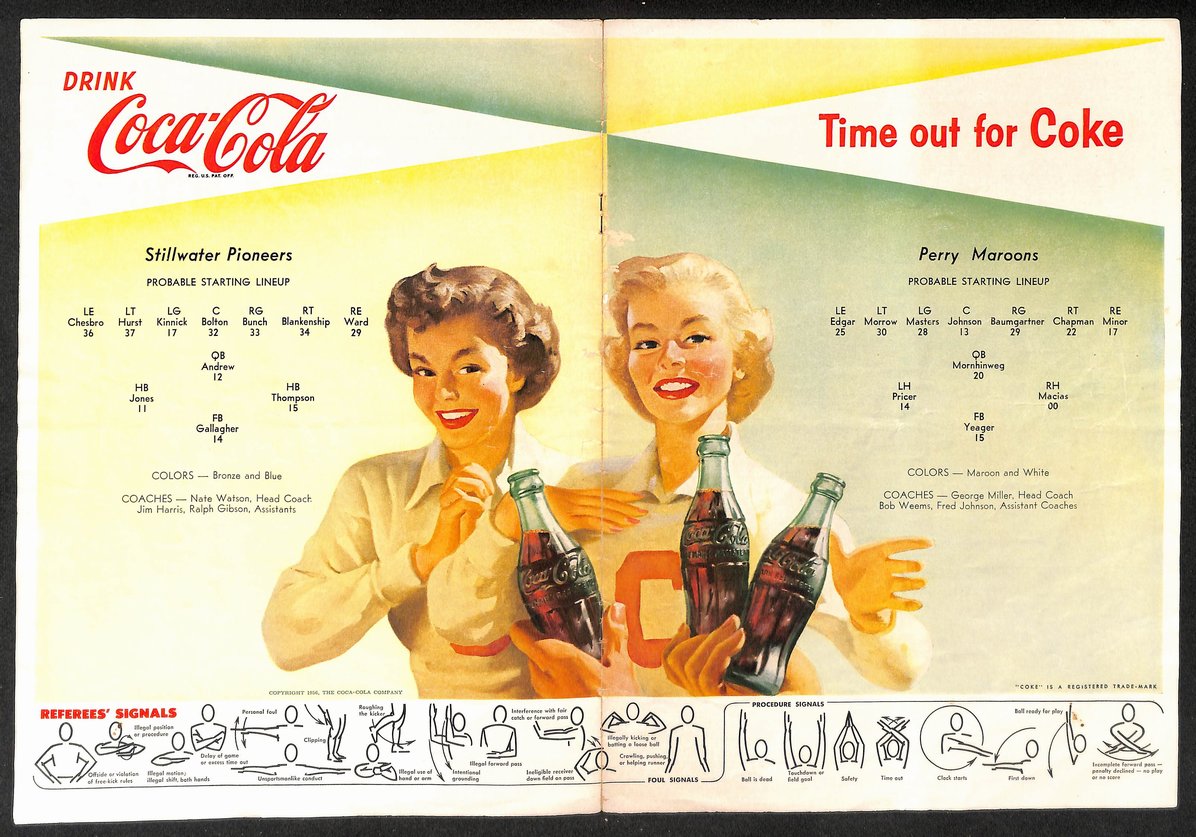 1956 Stillwater vs Perry Highschool Football Official Program 209703