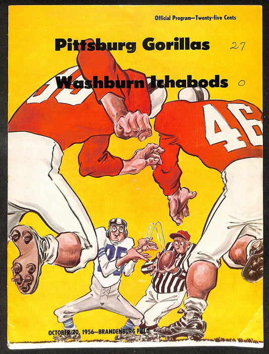 1956 Pittsburg Gorillas vs Washburn Ichabods Bradenburg Official Program 209705