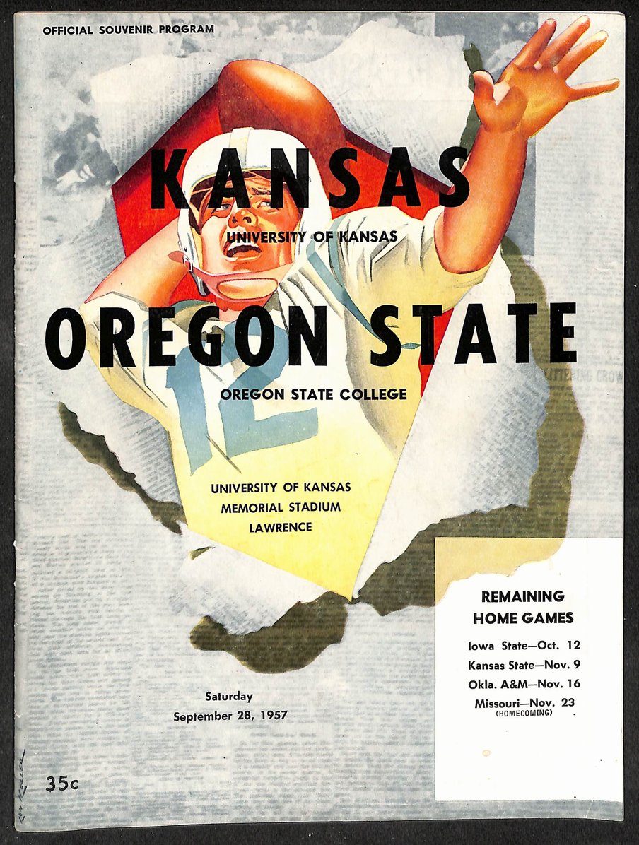 1957 Kansas vs Oregon State Memorial Stadium Official Program 209706