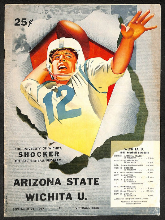 1957 Arizona St vs Wichita U Veterans Field Official Program 209712