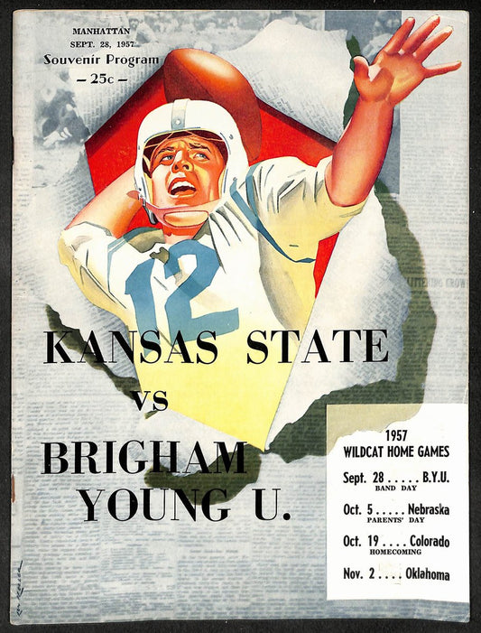 1957 Kansas State vs Bringham Young U - Manhattan Official Program 209714