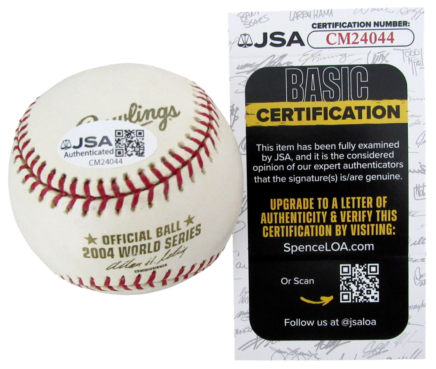 Derek Lowe Signed/Auto 2004 World Series Baseball Boston Red Sox JSA 208264