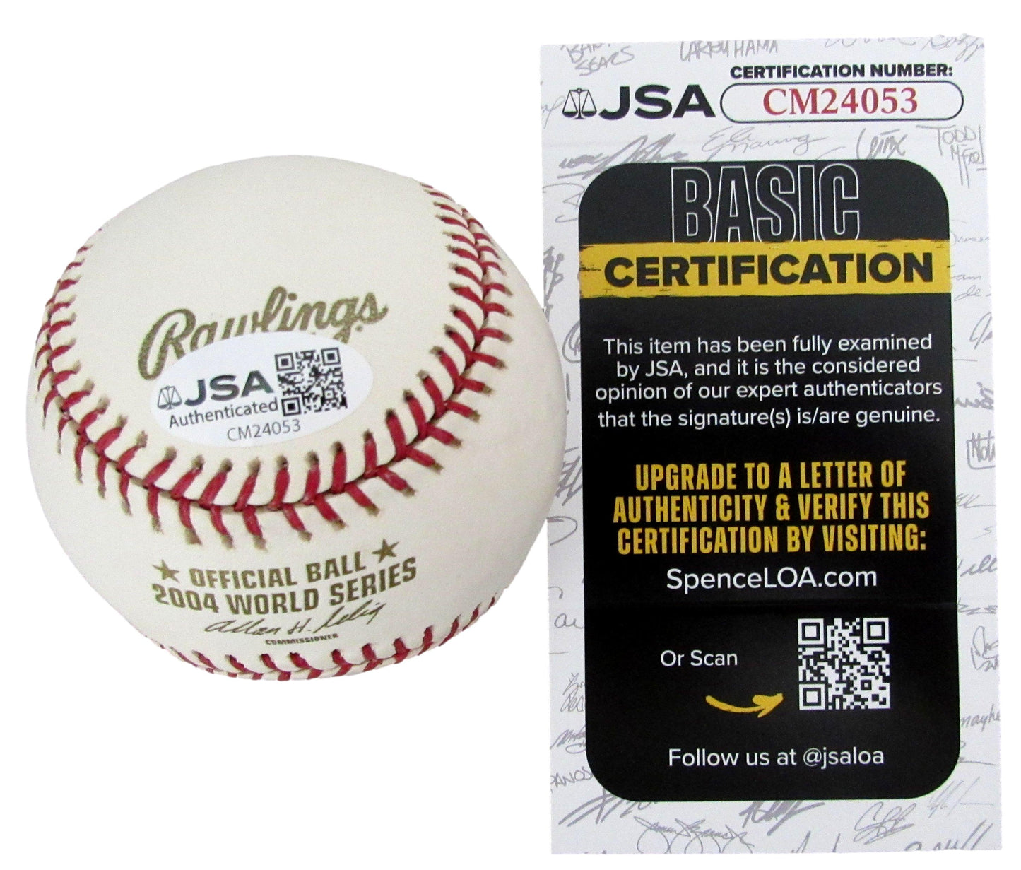 Derek Lowe Signed/Auto 2004 World Series Baseball Boston Red Sox JSA 208265