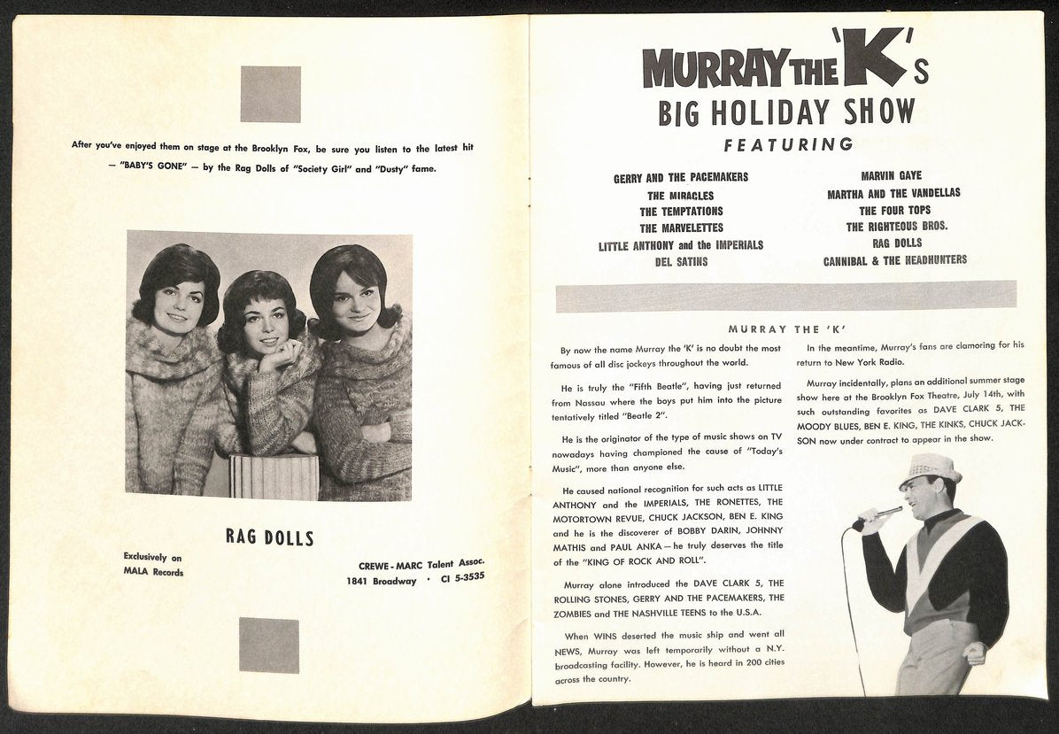1965 Murray the K's Big Holiday Show Program Marvin Gaye The Temptations 209728