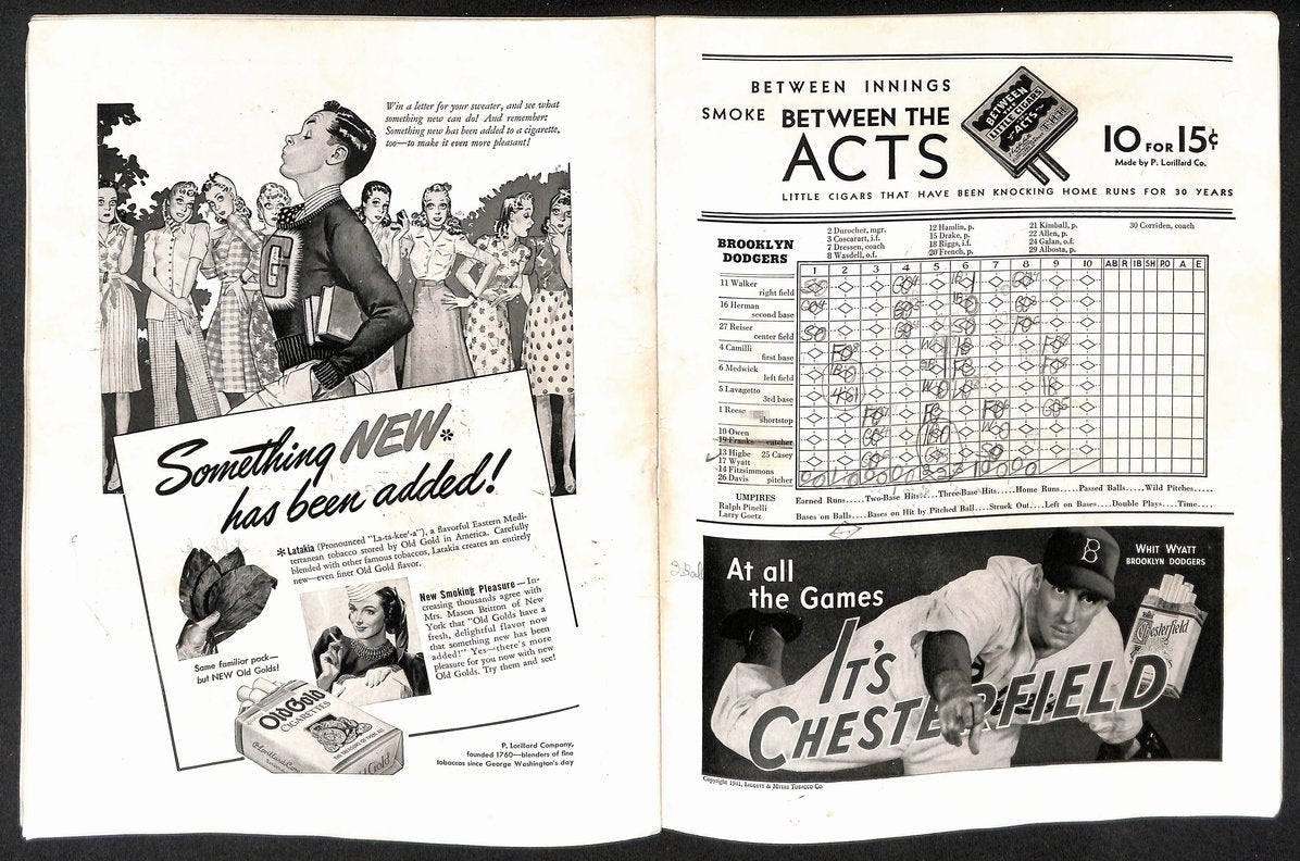 1941 World Series Game 2 Program Yankees vs. Brooklyn Dodgers Scored 210425
