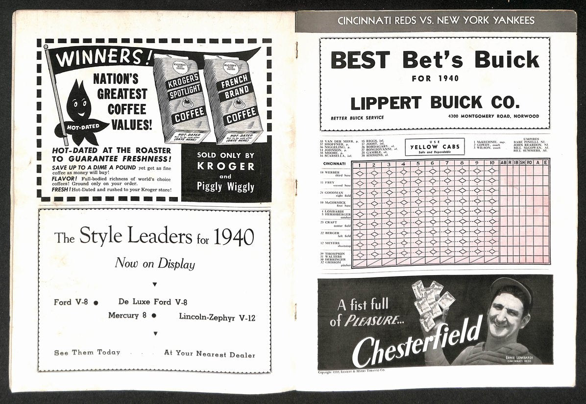 1939 World Series Program New York Yankees vs. Cincinnati Reds 210427