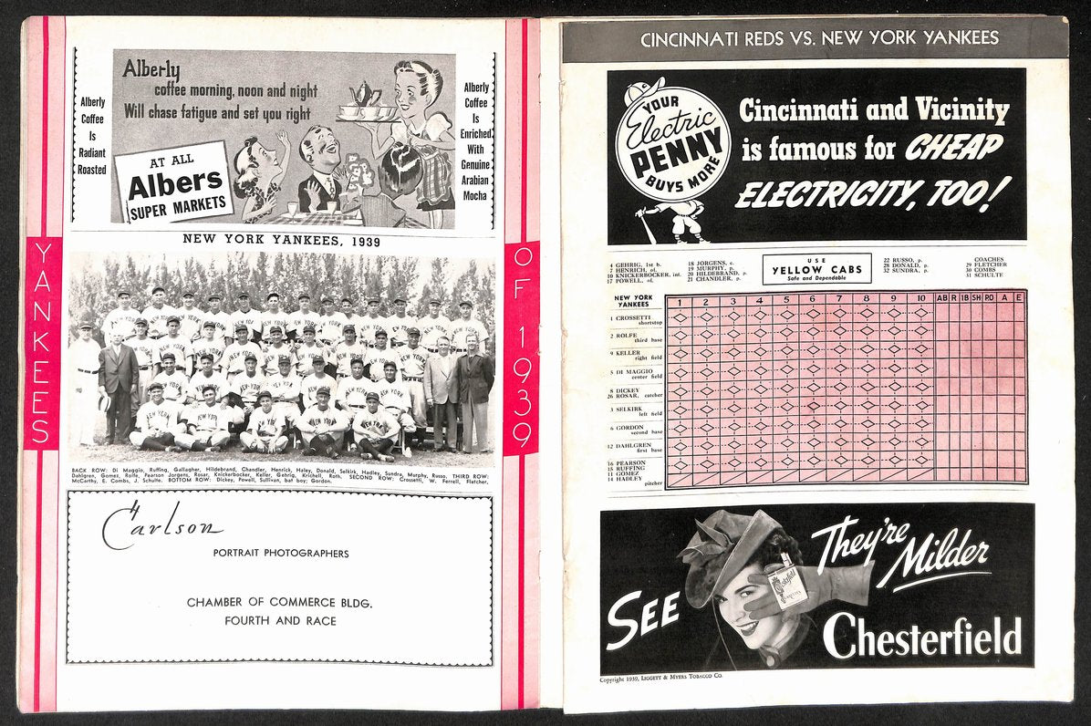 1939 World Series Program New York Yankees vs. Cincinnati Reds 210427