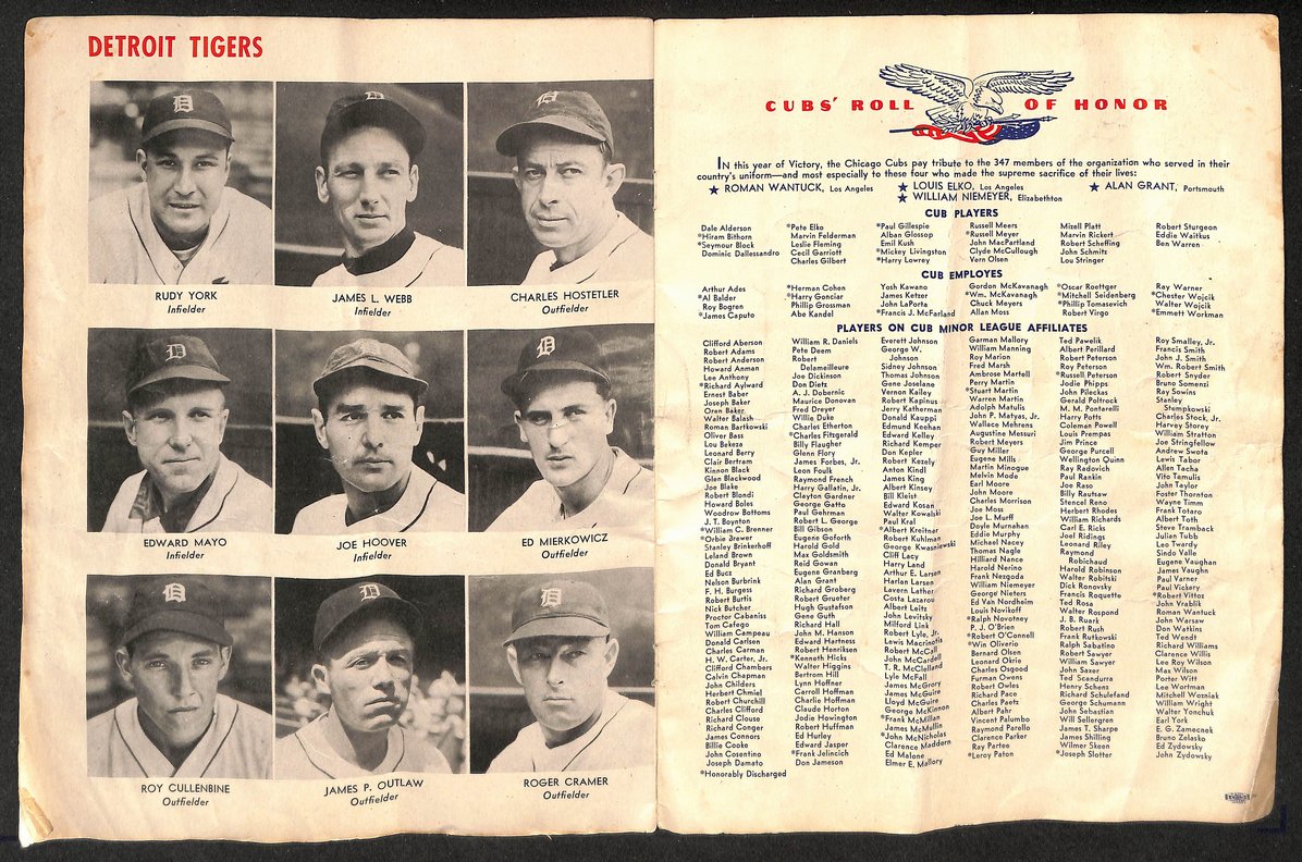 1945 World Series Program Detroit Tigers vs. Chicago Cubs 210430
