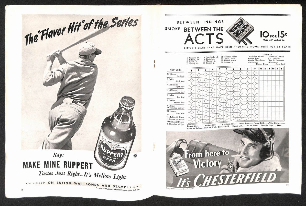 1942 World Series Program Yankees vs. St. Louis Cardinals Unscored 210431