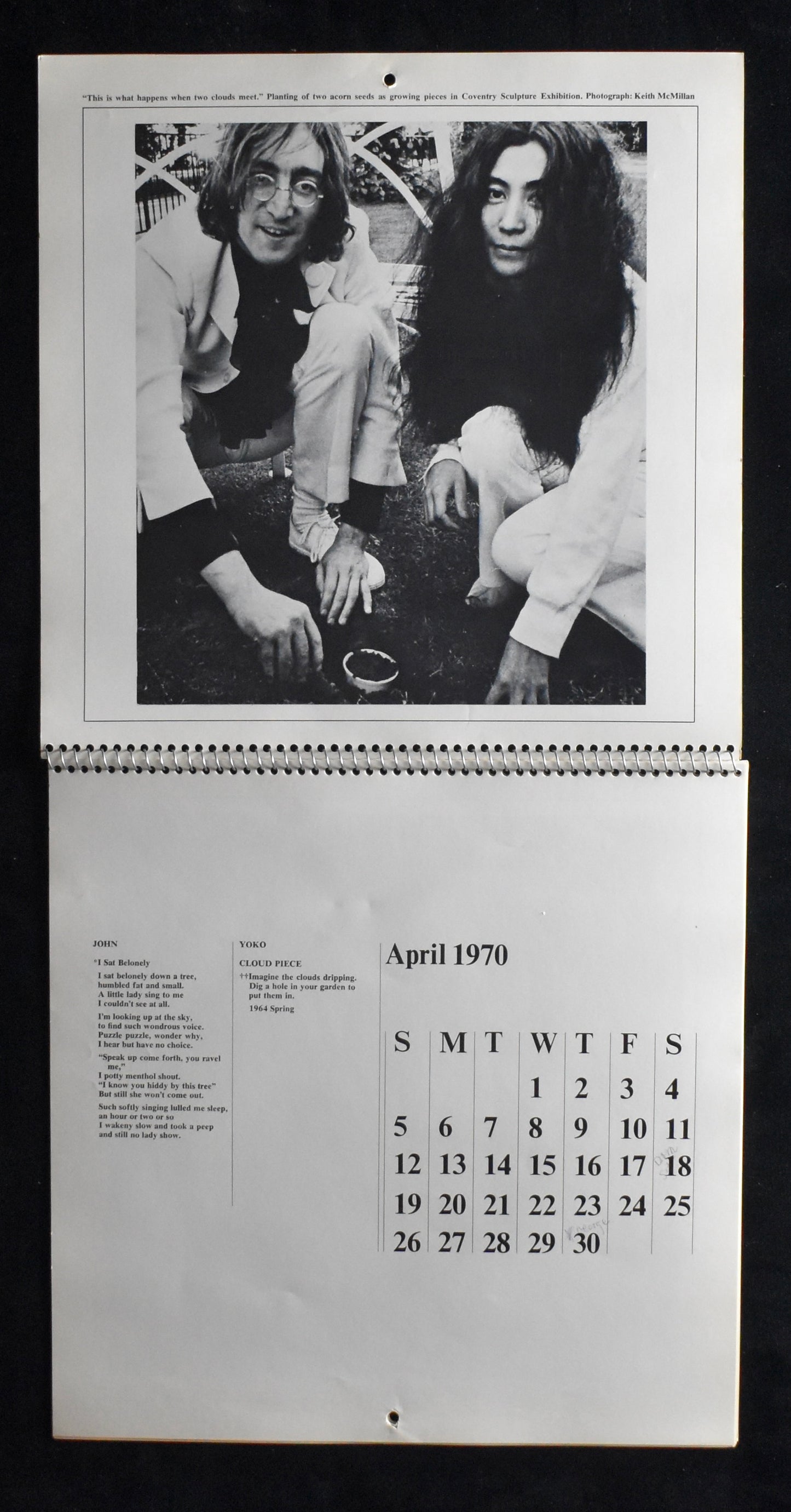 John & Yoko 1970 Paste Your Own Cover Calendar The Beatles Live Peace 209860