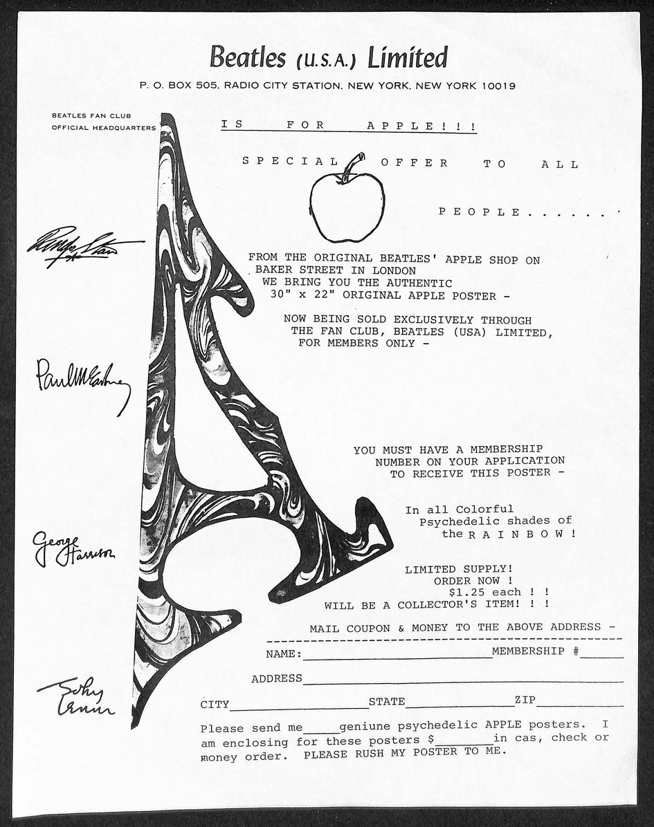 Beatles (U.S.A.) Limited Official Fan Club Letters & Forms w/ Envelope 209863