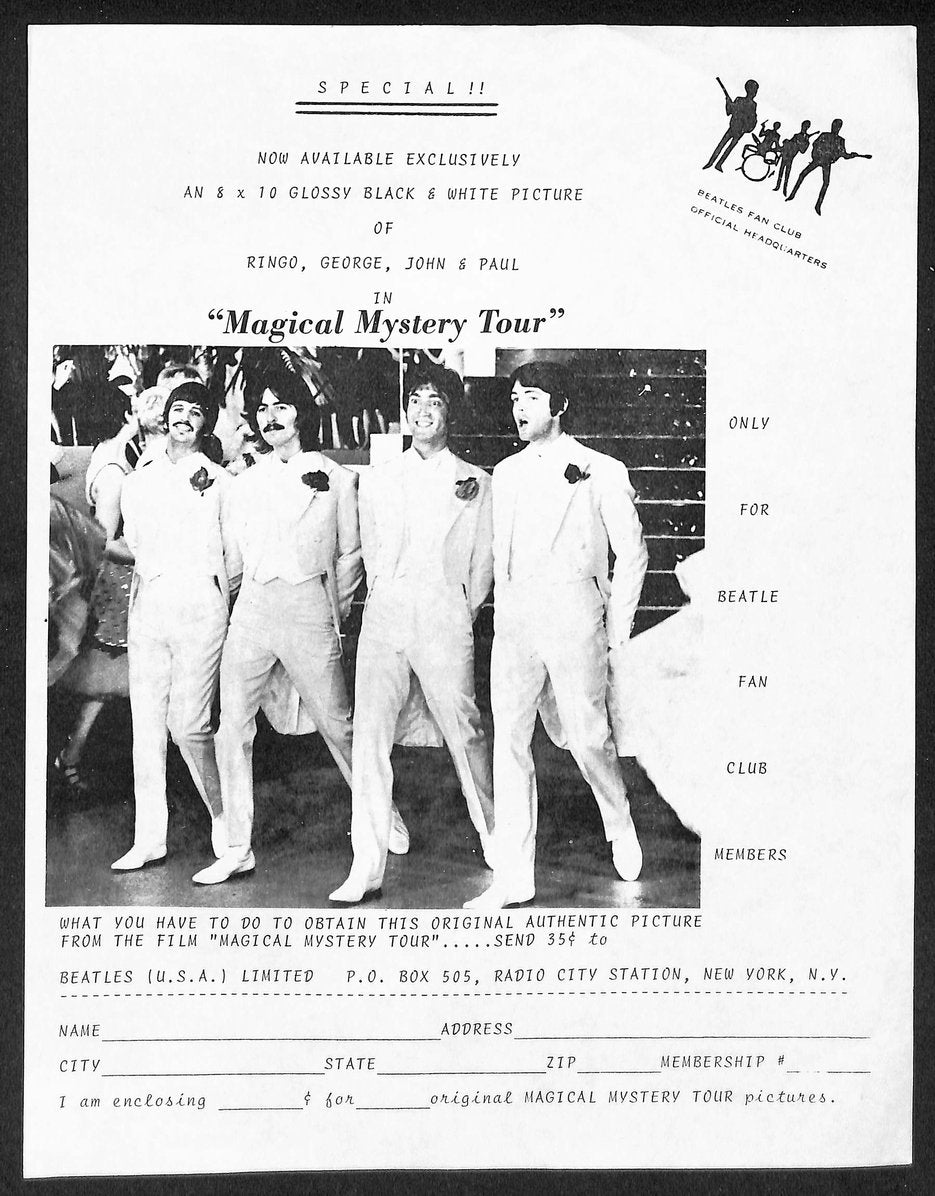 Beatles (U.S.A.) Limited Official Fan Club Letters & Forms w/ Envelope 209863