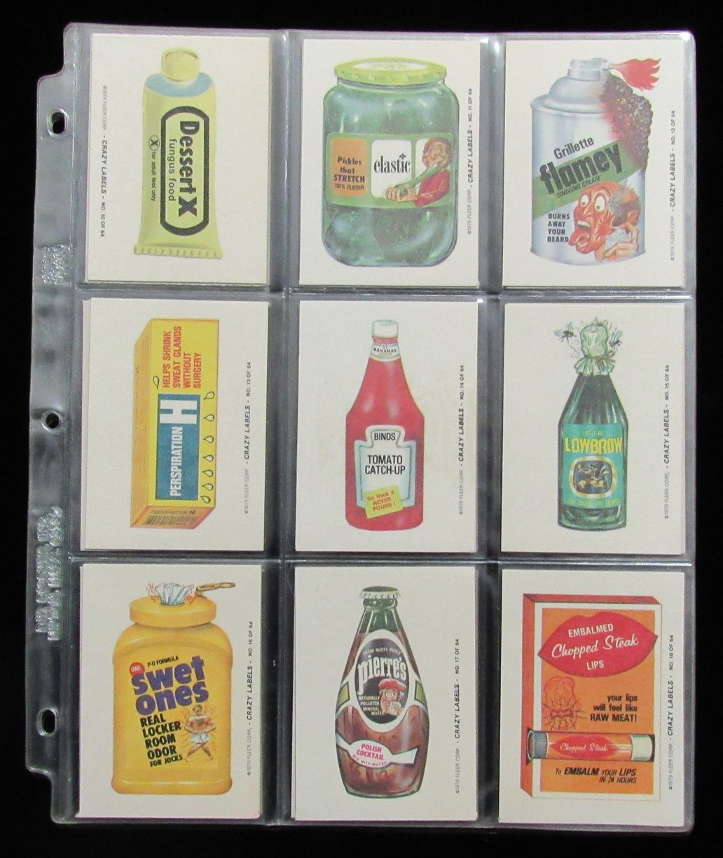 1979 FLEER Crazy Labels Stickers Wacky Packages Complete Set (64) 197525