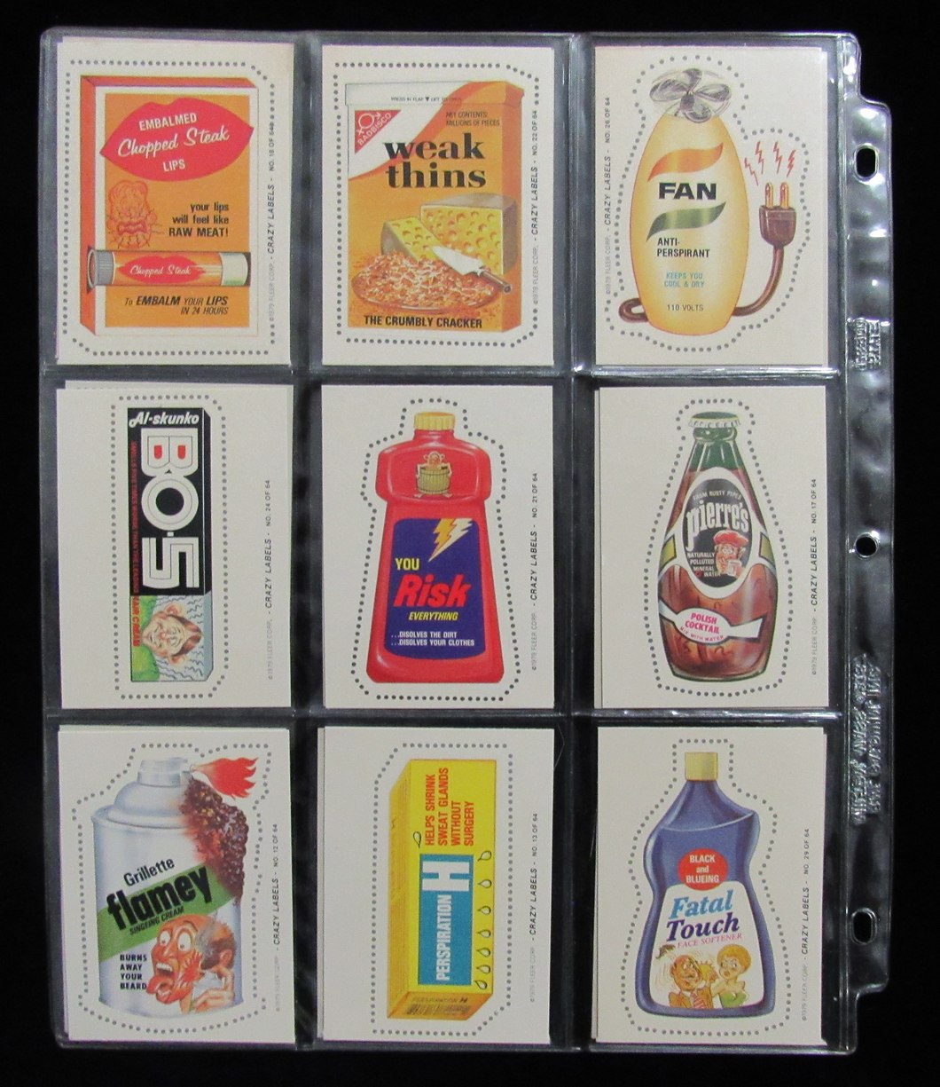 1979 FLEER Crazy Labels Stickers Wacky Packages Complete Set (64) 197525