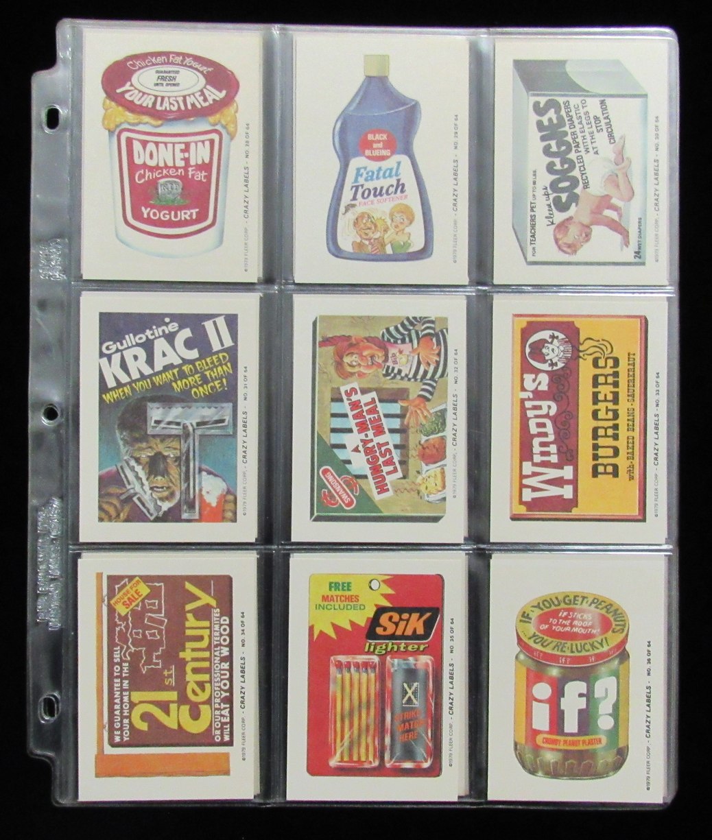 1979 FLEER Crazy Labels Stickers Wacky Packages Complete Set (64) 197525