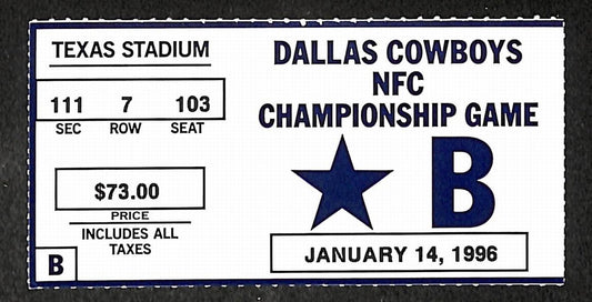 1/14/1996 NFC Championship Ticket Stub/Parkiing Pass Cowboys vs. Packers 209725