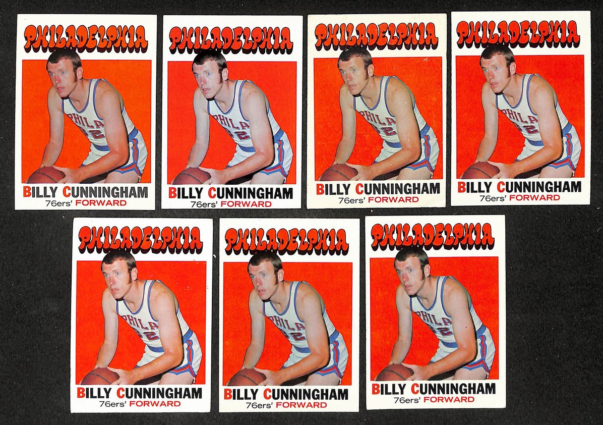 Lot of (7) Billy Cunningham Philadelphia 76ers 1971 TOPPS Card #79 209864