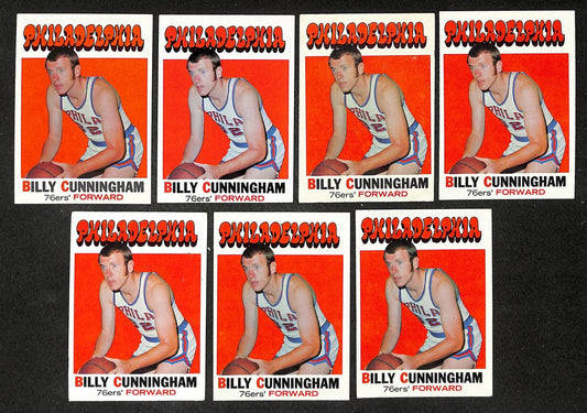 Lot of (7) Billy Cunningham Philadelphia 76ers 1971 TOPPS Card #79 209864