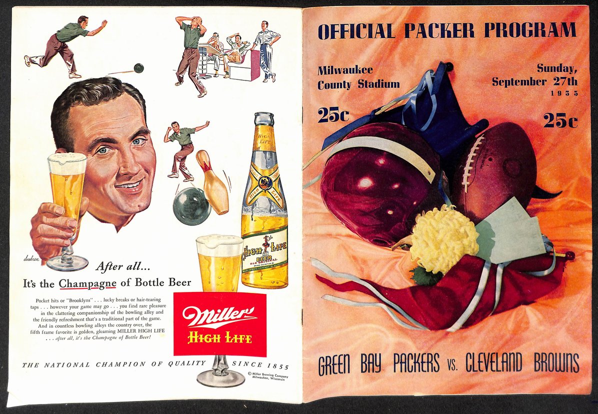 9/27/1955 NFL Game Program Green Bay Packers vs. Cleveland Browns 210432