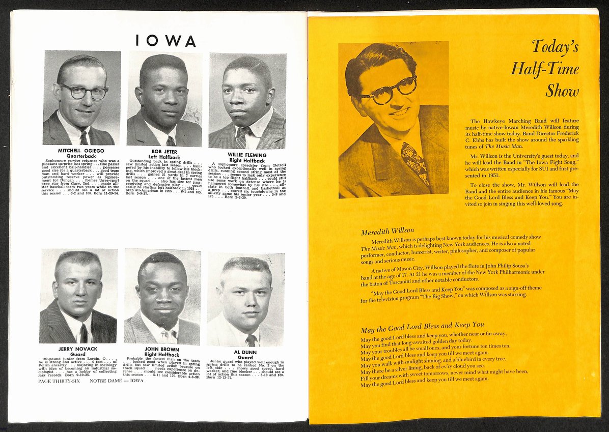 11/22/1958 NCAA College Football Game Program Notre Dame vs. Iowa 210437