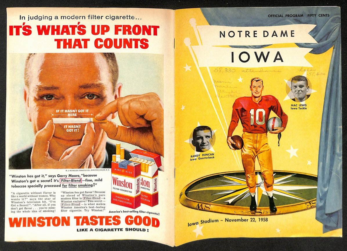 11/22/1958 NCAA College Football Game Program Notre Dame vs. Iowa 210437