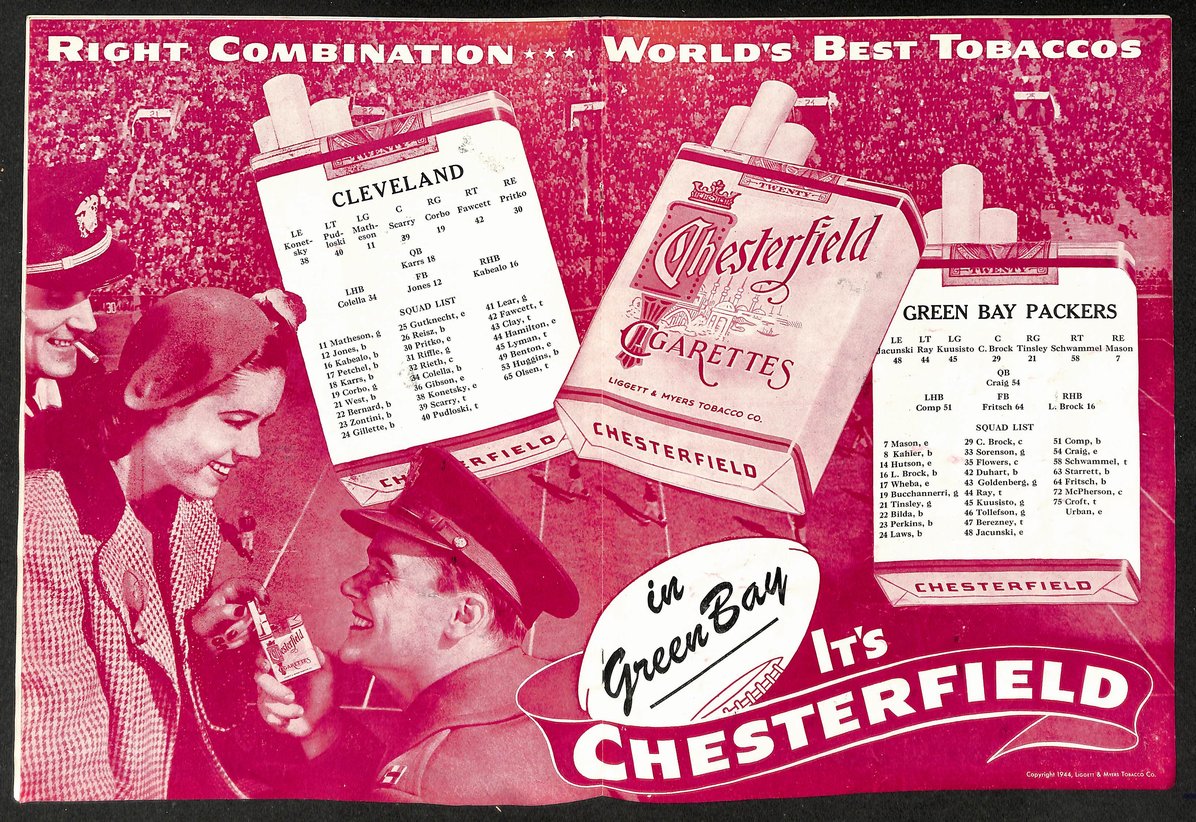 10/22/1944 NFL Game Program Cleveland Browns vs. Green Bay Packers 210438