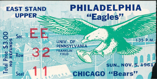11/5/1961 NFL Game Ticket Stub Philadelphia Eagles vs. Chicago Bears 210158