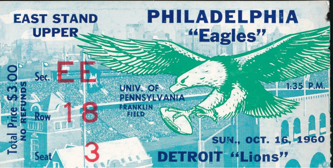 10/16/1960 NFL Game Ticket Stub Philadelphia Eagles vs. Detroit Lions 210167