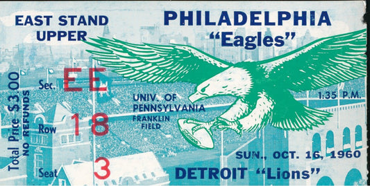 10/16/1960 NFL Game Ticket Stub Philadelphia Eagles vs. Detroit Lions 210167