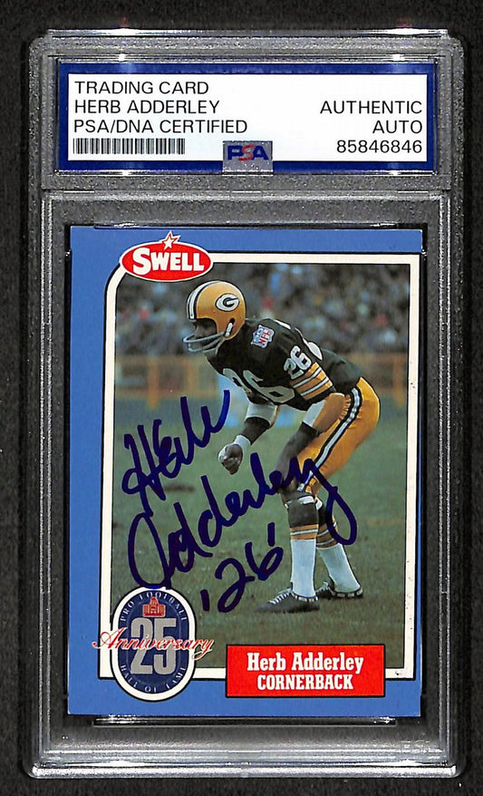 Herb Adderley HOF 1988 Swell Card Autographed/Signed Packers PSA/DNA 210588