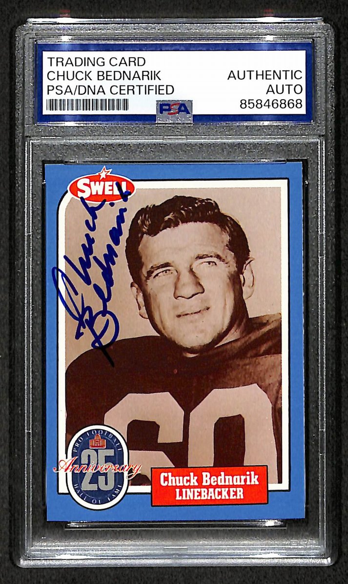 Chuck Bednarik HOF 1988 Swell Card Autographed/Signed Eagles PSA/DNA 210611