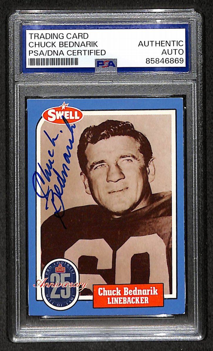 Chuck Bednarik HOF 1988 Swell Card Autographed/Signed Eagles PSA/DNA 210612