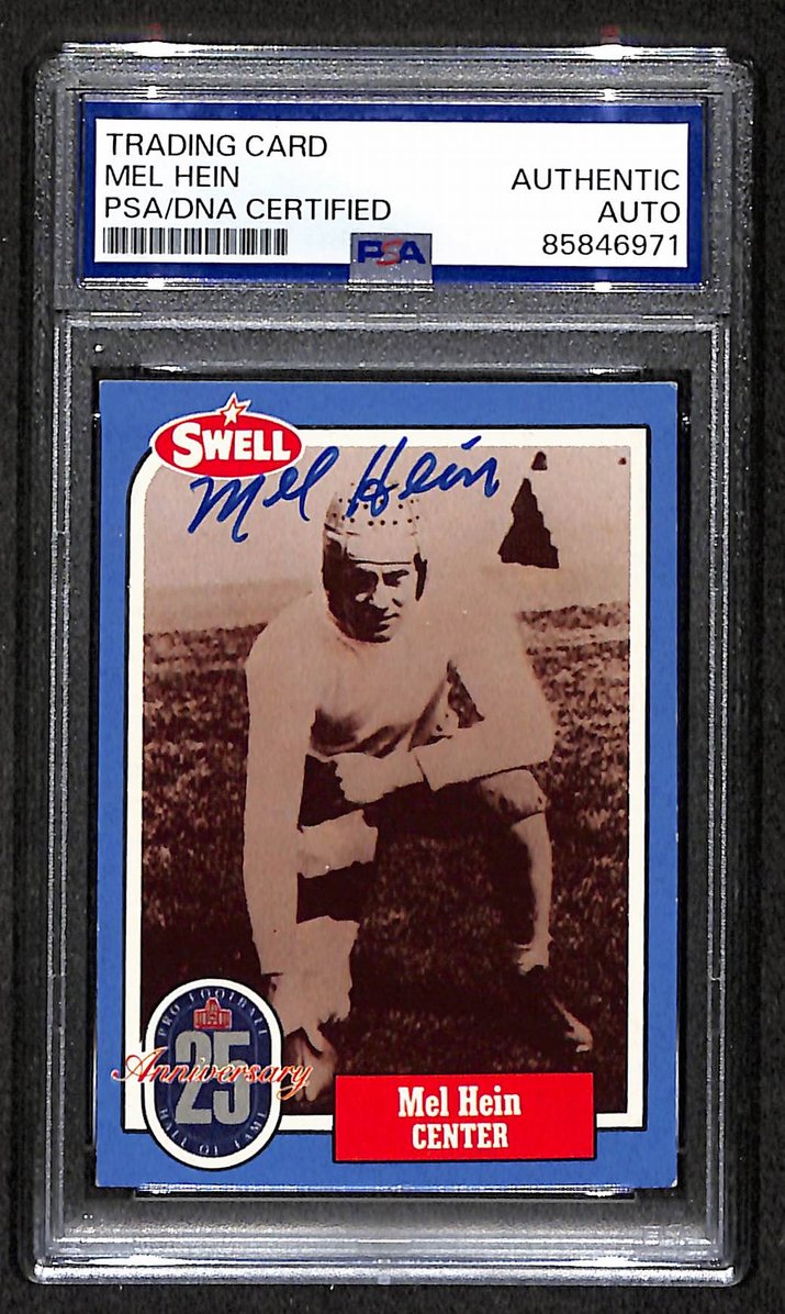 Mel Hein HOF 1988 Swell Card Autographed/Signed Giants PSA/DNA 210638