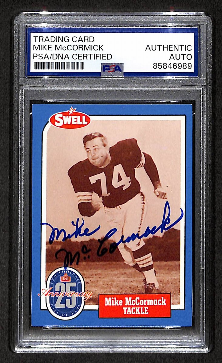 Mike McCormack HOF 1988 Swell Card Autographed/Signed Browns PSA/DNA 210655
