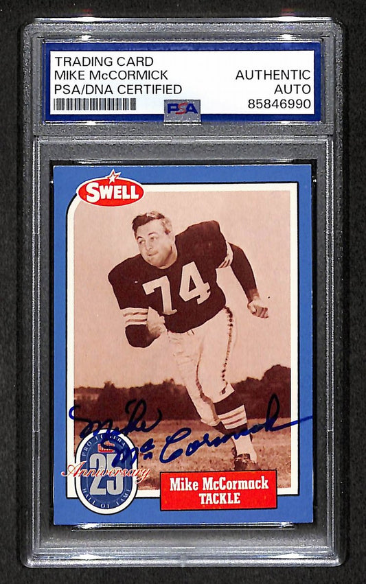 Mike McCormack HOF 1988 Swell Card Autographed/Signed Browns PSA/DNA 210656