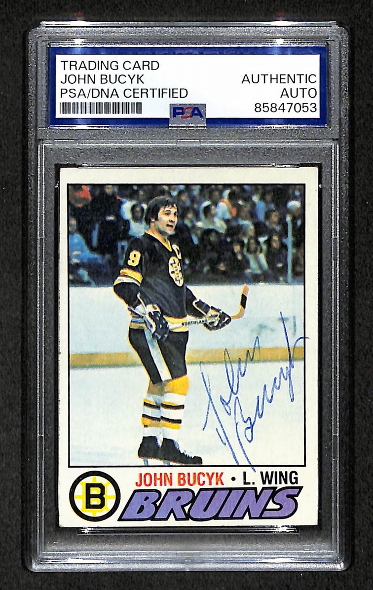 John Bucyk HOF 1977-78 Topps Card #155 Autographed/Signed Bruins PSA/DNA 210818