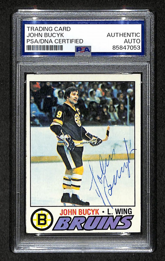 John Bucyk HOF 1977-78 Topps Card #155 Autographed/Signed Bruins PSA/DNA 210818