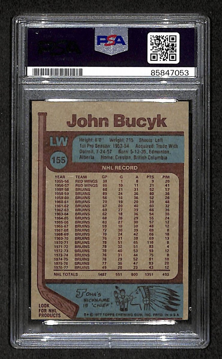 John Bucyk HOF 1977-78 Topps Card #155 Autographed/Signed Bruins PSA/DNA 210818