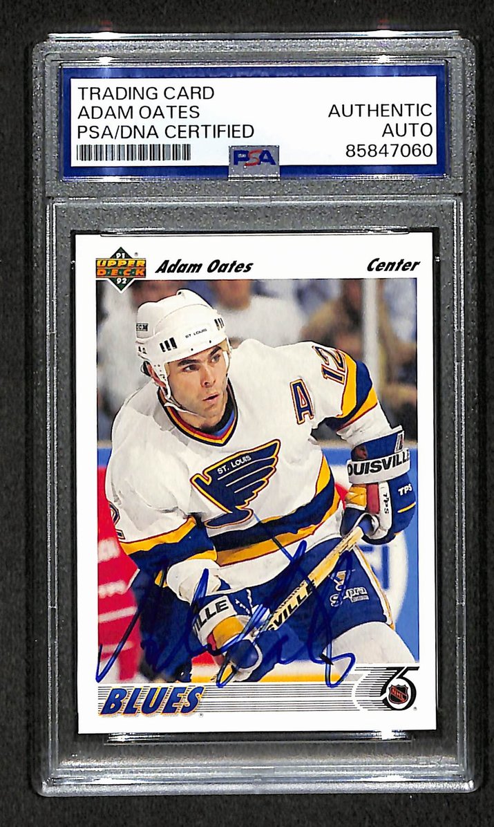 Adam Oates HOF 1991-92 Upper Deck Card #252 Signed Blues PSA/DNA 210820