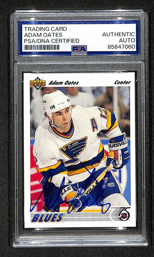 Adam Oates HOF 1991-92 Upper Deck Card #252 Signed Blues PSA/DNA 210820