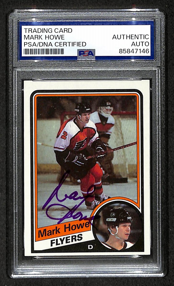 Mark Howe HOF 1984-85 Topps Card #118 Autographed/Signed Flyers PSA/DNA 210821