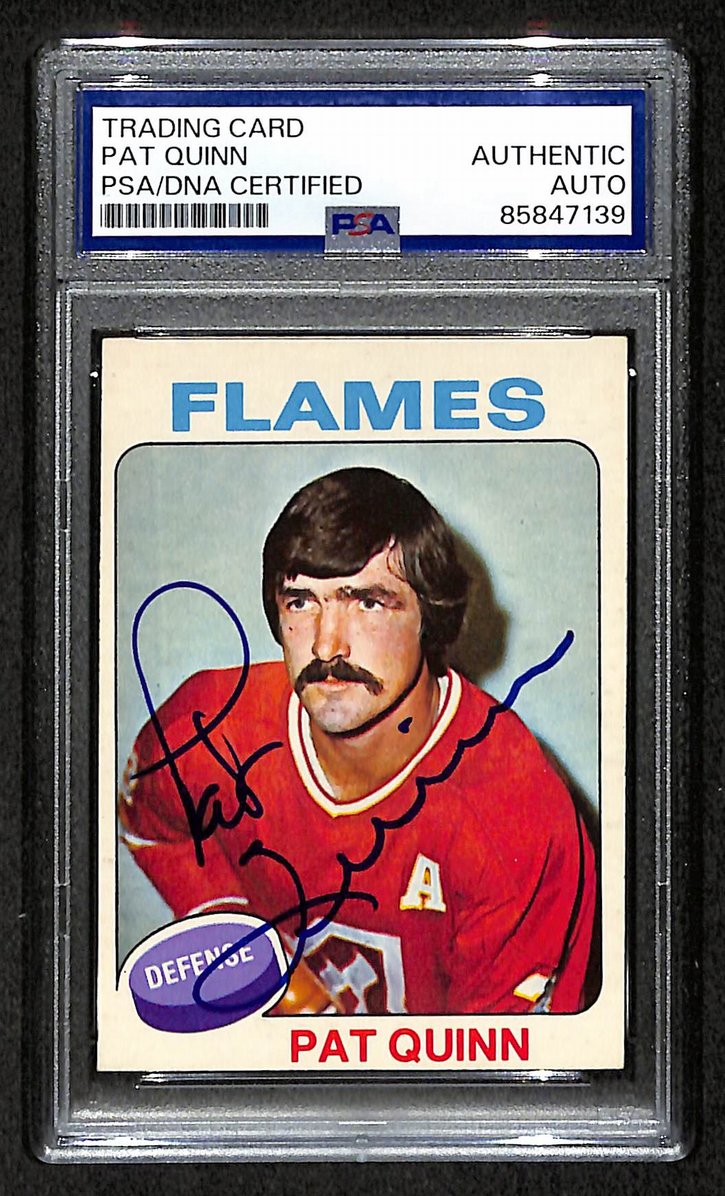 Pat Quinn HOF 1975-76 O-Pee-Chee Card #172 Signed Flames PSA/DNA 210822