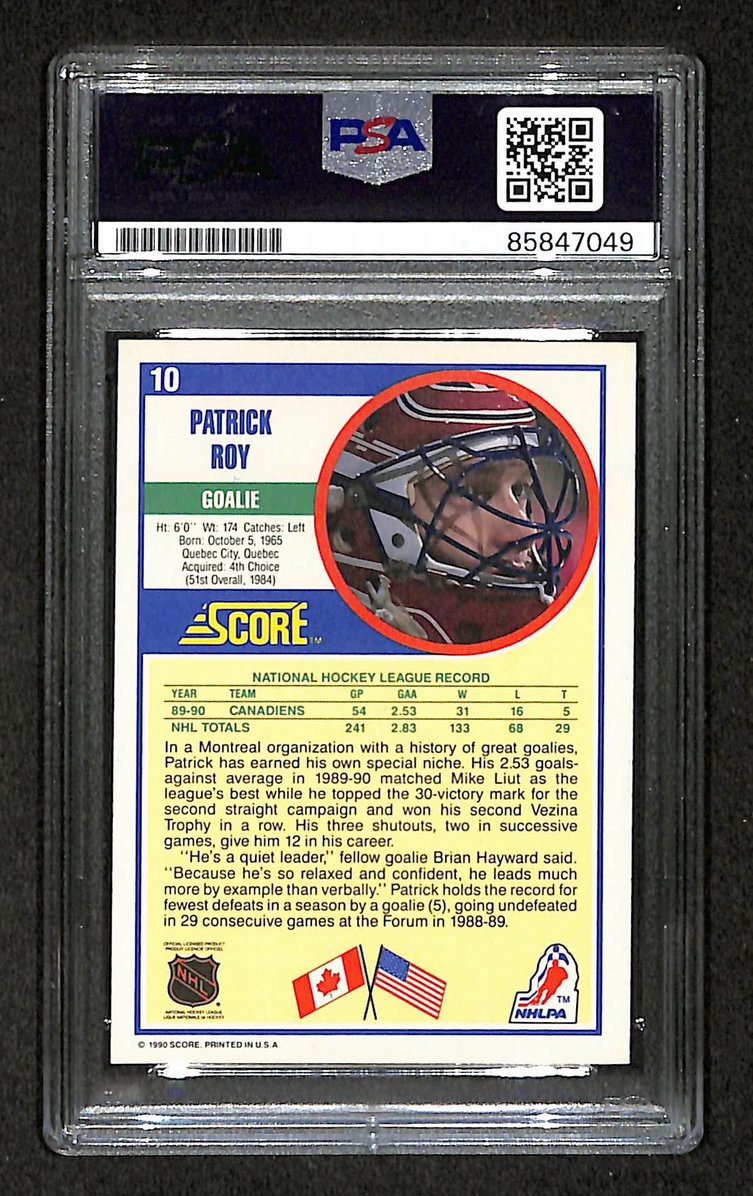 Patrick Roy HOF 1990-91 Score Card #10 Signed Canadiens PSA/DNA 210825