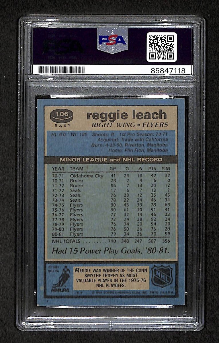 Reggie Leach 1981-82 Topps Card #106 Autographed/Signed Flyers PSA/DNA 210828